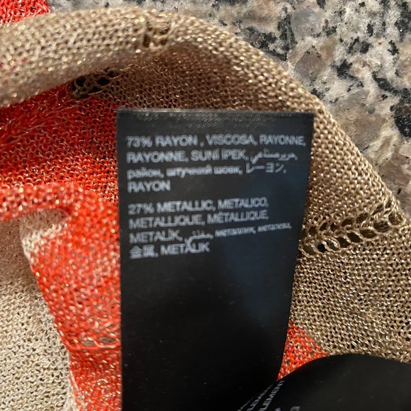 Bebe Metallic Cold Shoulder Top with Tie Waist Size Medium - Picture 9 of 9